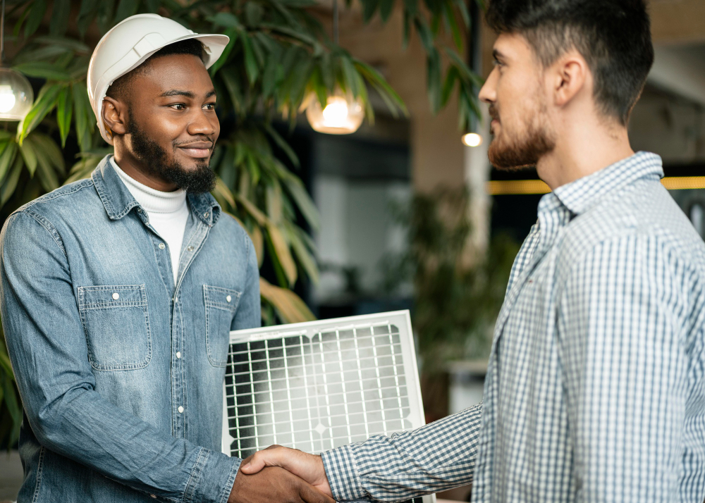HVAC team servicing a heating and cooling system